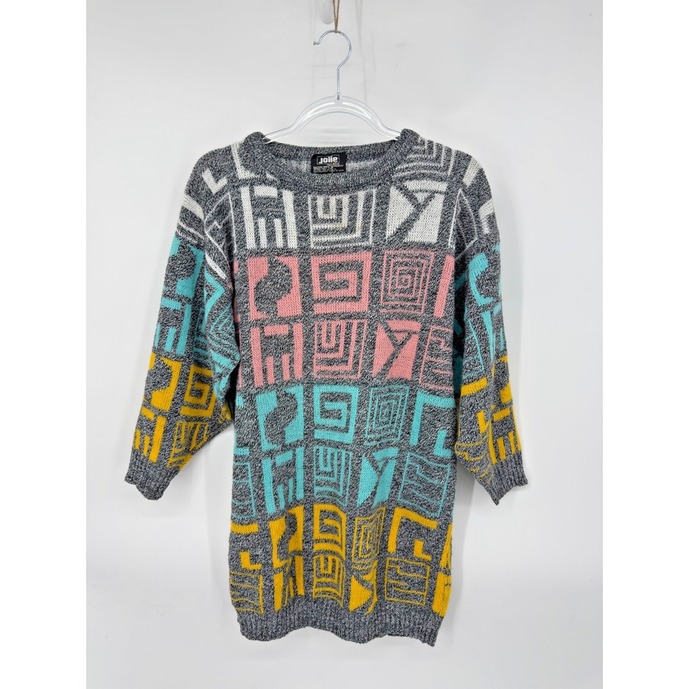 Vintage Jolie New York Pullover Sweater Knit Geometric Art to Wear Artcore‎